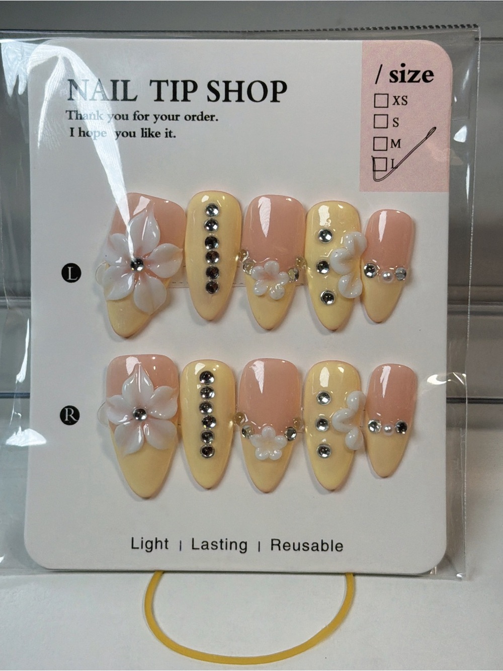 Women's Yellow & Pink Floral Press-On Nails
